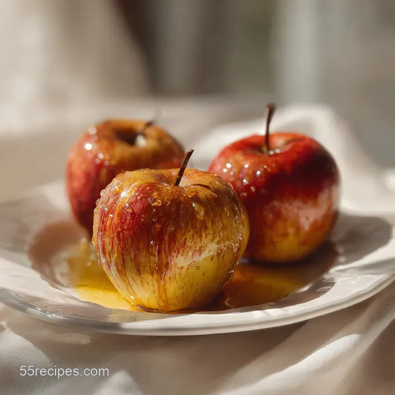 Buttered apples piled high in a rustic bowl. Steaming and drizzled with syrup, next to a dollop of whipped cream.