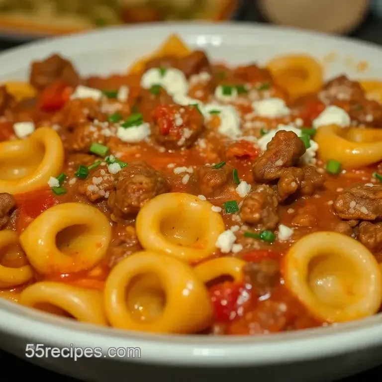 Cheesesteak Tortellini with Creamy Provolone Sauce