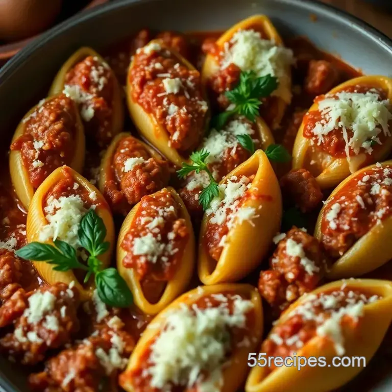 Cheesy Sausage-Stuffed Conchiglioni: a Comfort Food Classic presentation