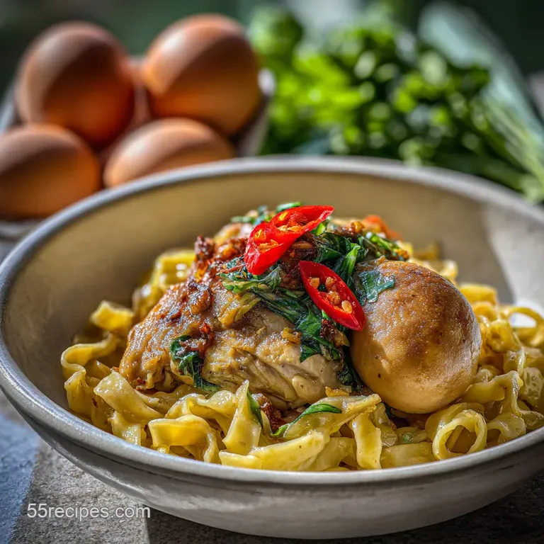 Chicken and Egg Noodle Recipe with Garlic and Herbs
