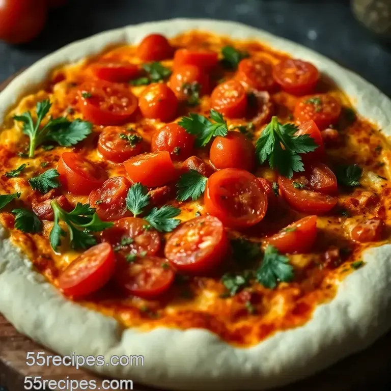 Chimichurri Sweet Tomatoes &amp 00 Flour Pizza presentation