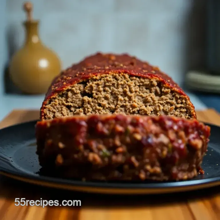 Classic Comfort: Homemade Meatloaf with Bread Crumbs presentation