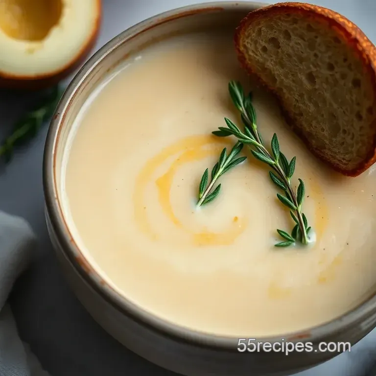 Creamy Dairy-Free French Onion Soup presentation