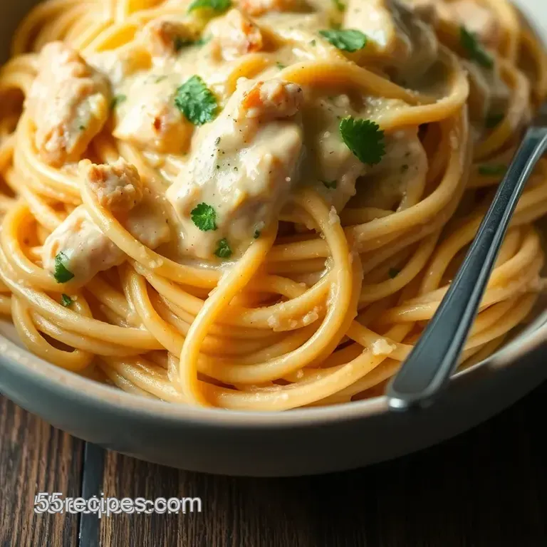Creamy Dreamy Chicken Spaghetti presentation