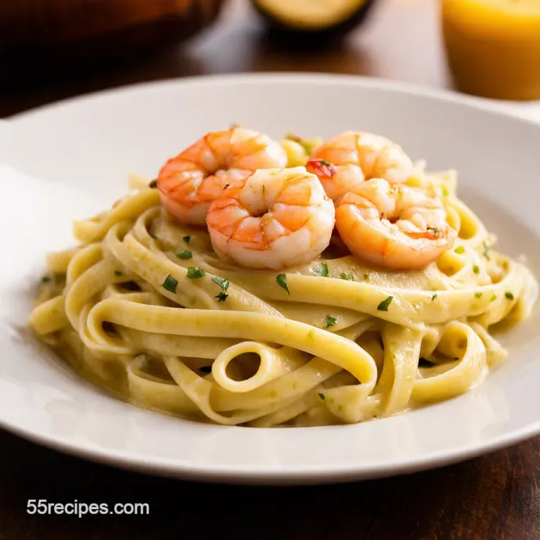Creamy Dreamy Shrimp Fettuccine Alfredo presentation
