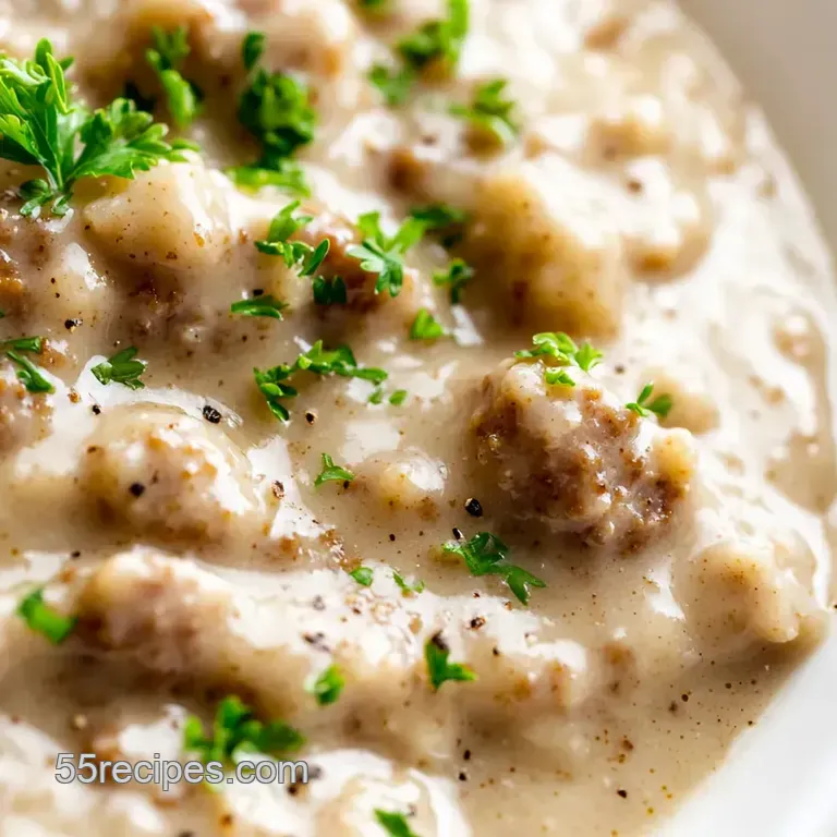 Creamy & Dreamy Southern Sausage Gravy presentation