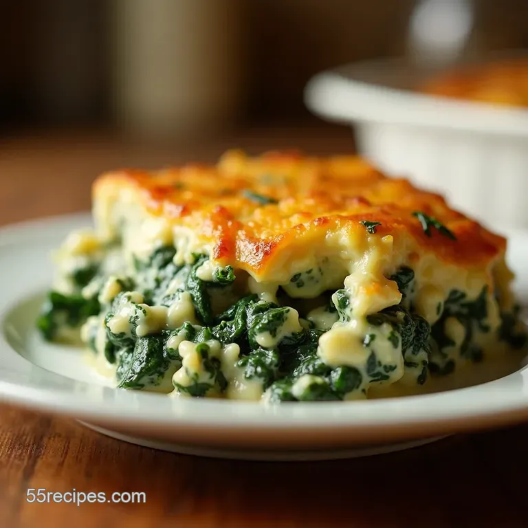 Creamy Dreamy Spinach Casserole presentation
