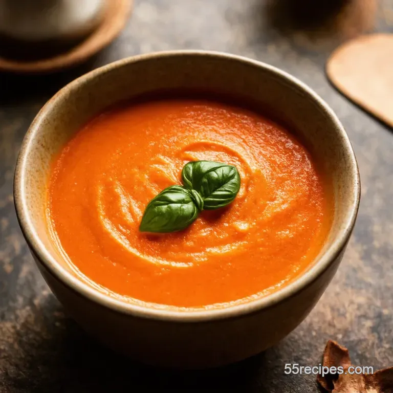 Creamy Dreamy Tomato Basil Soup presentation