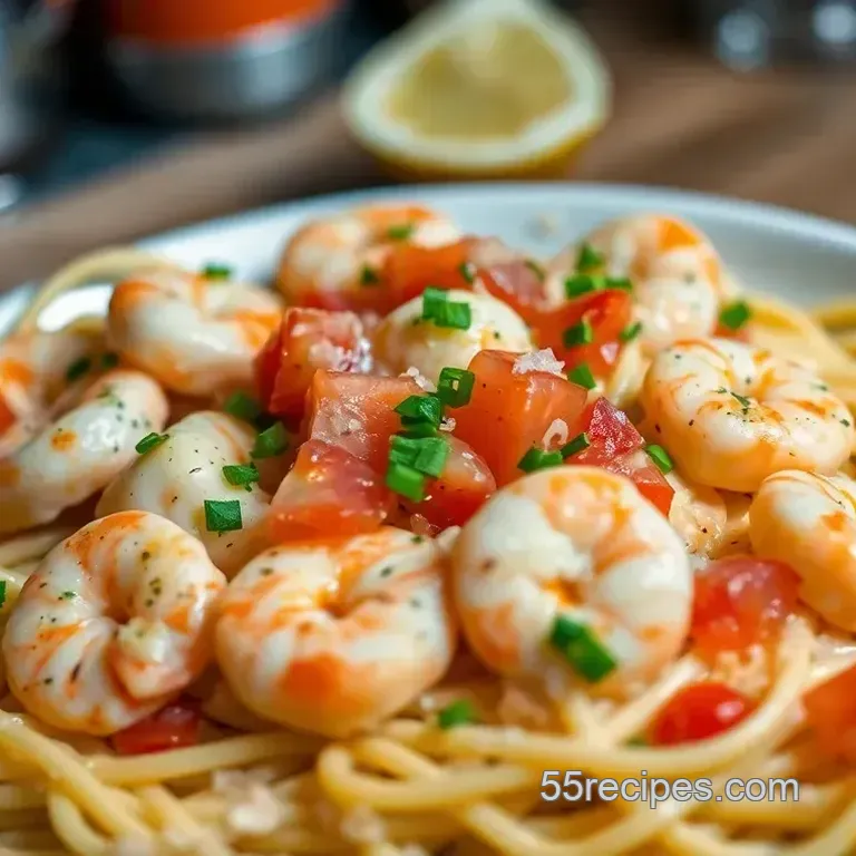 Creamy Garlic Shrimp Pasta with Fresh Pico de Gallo