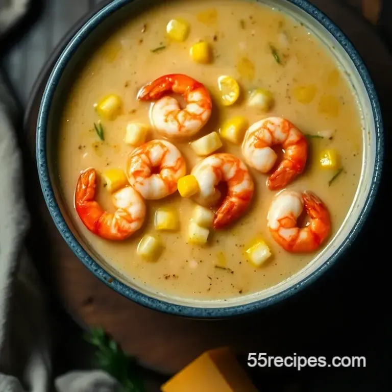 Creamy Shrimp and Sweetcorn Chowder presentation