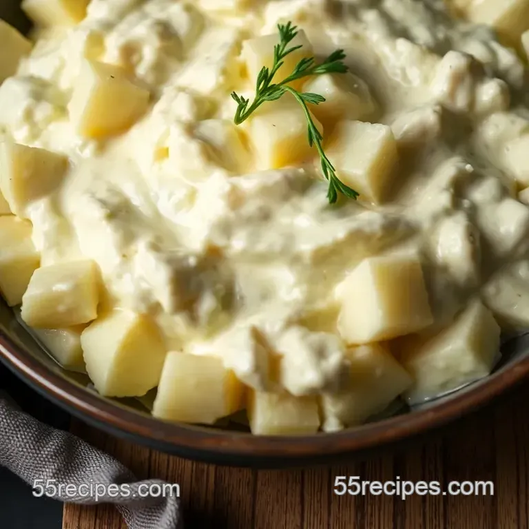 Creamy Skordalia: a Traditional Greek Potato and Garlic Dip presentation
