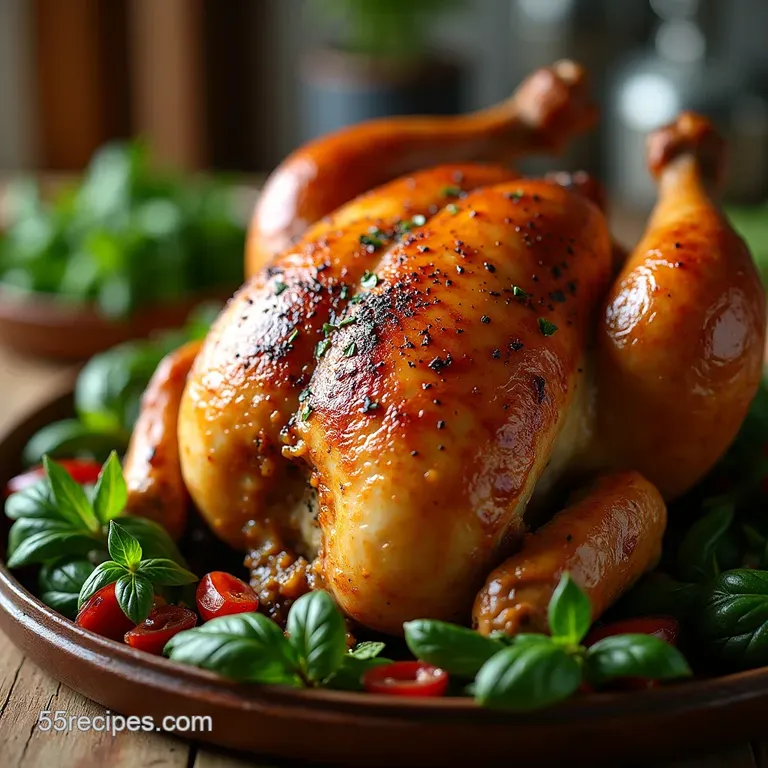 The Golden Standard Perfectly Crispy Skin Juicy Herbroasted Whole Chicken presentation