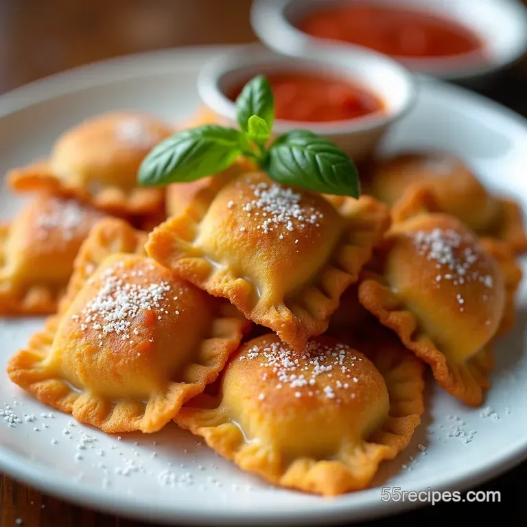 The Best Crispy Deep Fried Ravioli Recipe with Homemade Marinara The Golden Pockets Crispy Cheesy DeepFried Ravioli with Marinara Dipping Sauce