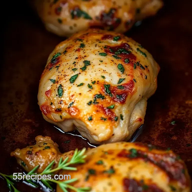 Crispy Oven-Baked Chicken Thighs with Herb & Garlic Butter presentation