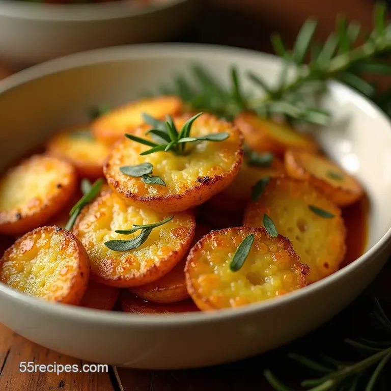 Golden Crunch Crispy Parmesan Smashed Potatoes with Rosemary presentation