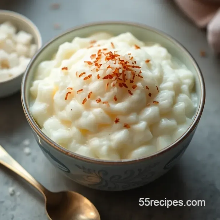 Decadent Creamy Coconut Milk Rice Pudding presentation