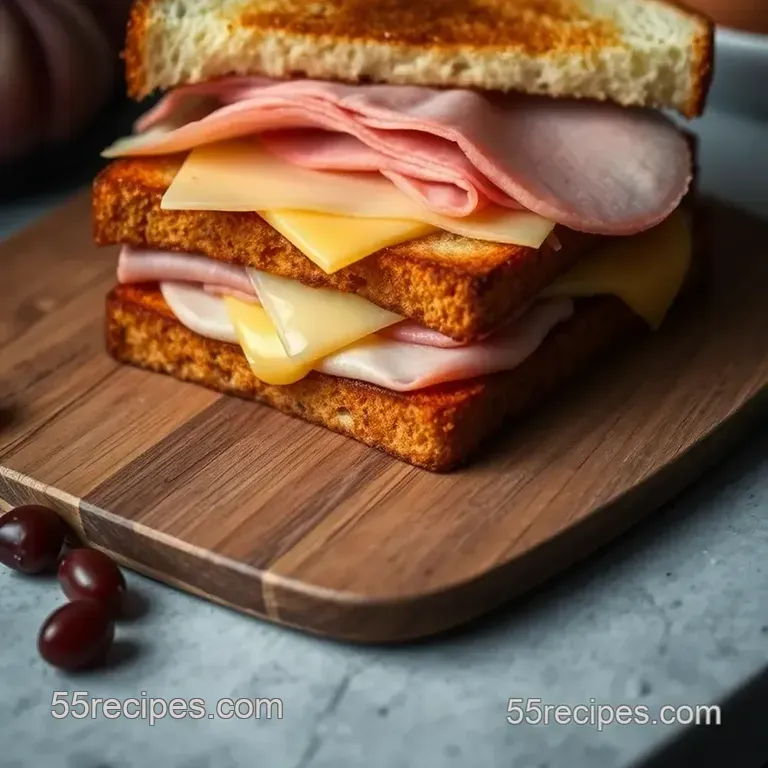 Decadent Monte Cristo Sandwich with Berry Compote presentation