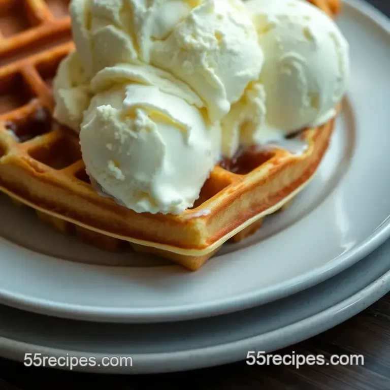 Decadent Waffles with Ice Cream Delight presentation