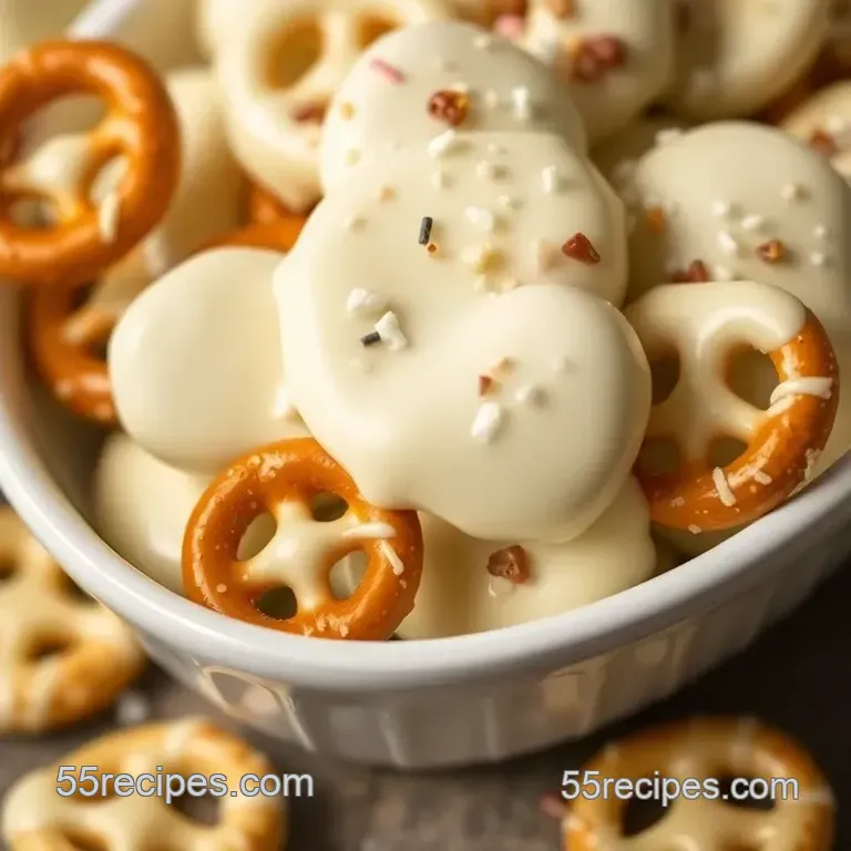 Decadent White Chocolate Covered Pretzels presentation