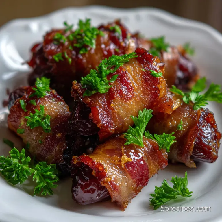 Elegant plate featuring a stack of savory bites, garnished with fresh herbs and a drizzle of sauce, creating a delightful ...