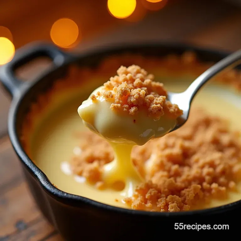 Warm Dreamy New York Style Cheesecake Fondue with Graham Cracker Crumble presentation