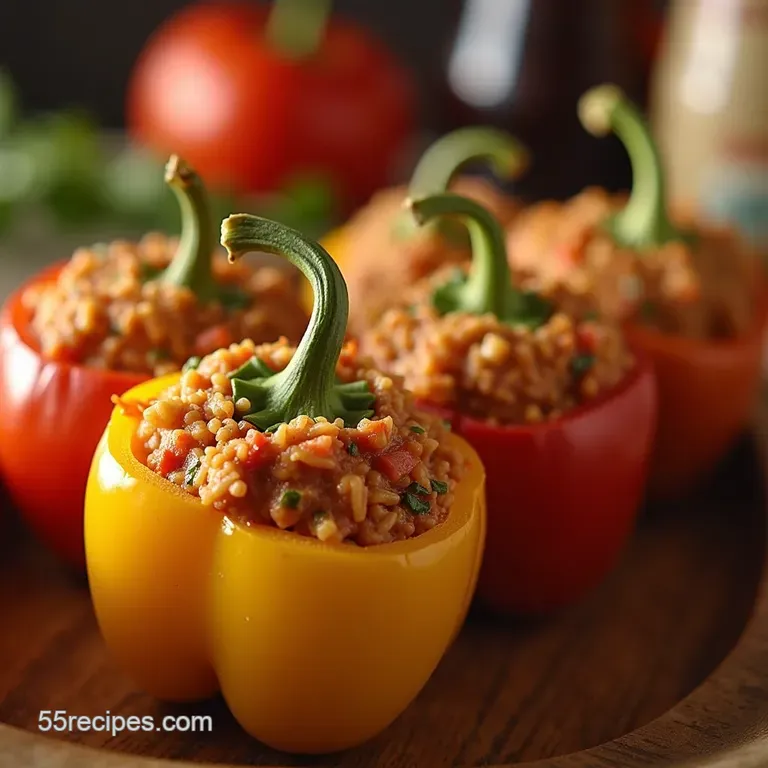 Setitandforgetit Slow Cooker Stuffed Peppers with Smoky Italian Rice presentation