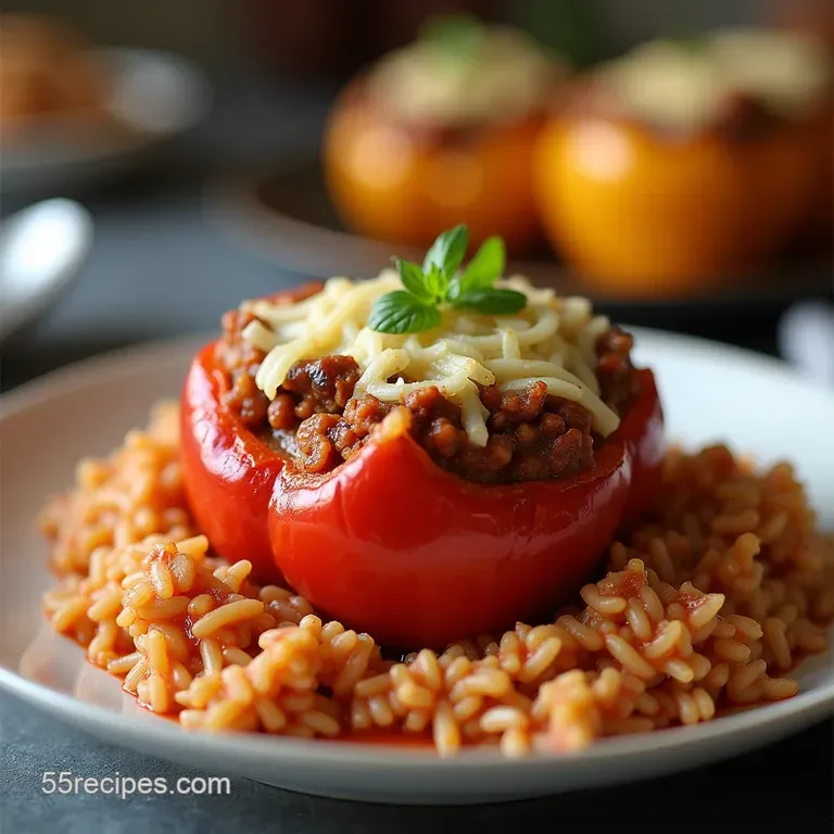 SetItAndForgetIt Slow Cooker Stuffed Peppers with Smoky Italian Rice