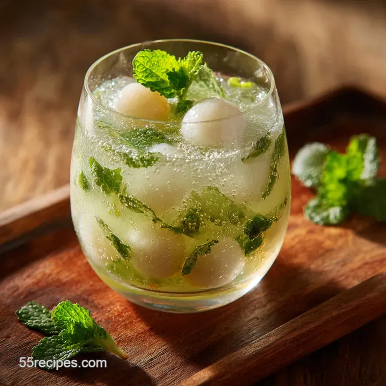 Lychee Drink: the Sparkling Mint Refresher Recipe presentation