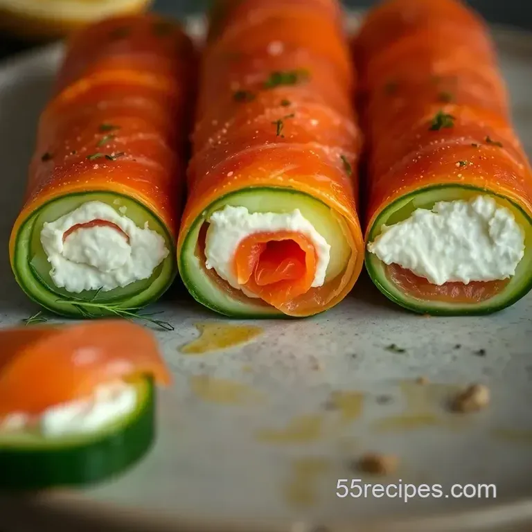 Elegant Chatelaine Smoked Salmon Cucumber Rolls presentation