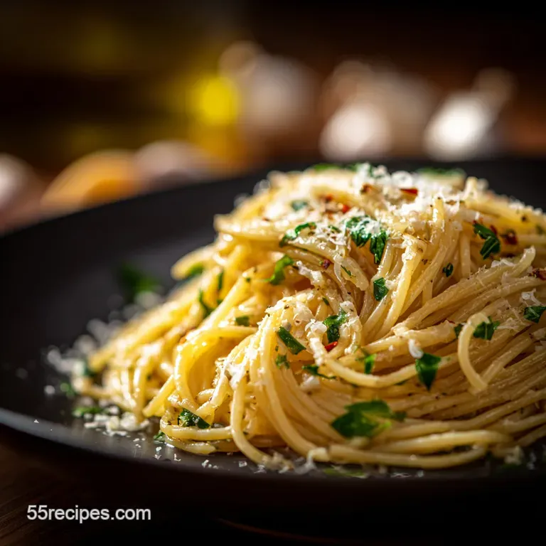 Cold Start Classic Quick Garlic and Chili Spaghetti Aglio E Olio presentation