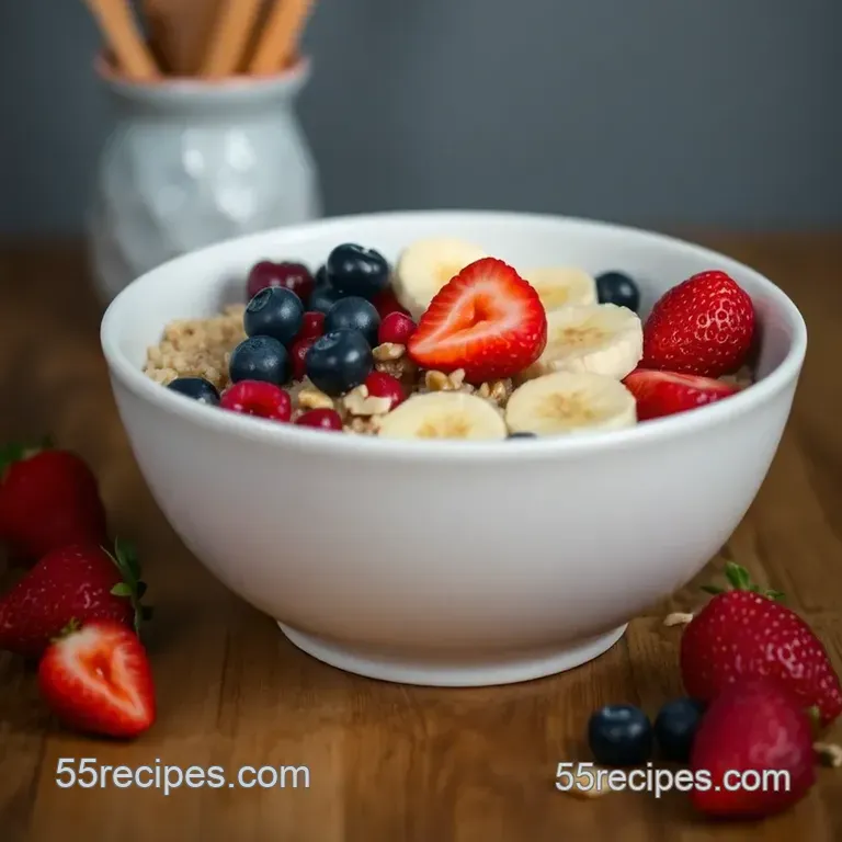 Energizing Quinoa Breakfast Bowl with Fruit and Nuts presentation