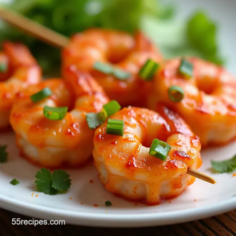 Fiery Gochujang Glazed Shrimp Skewers with Sesame Noodles