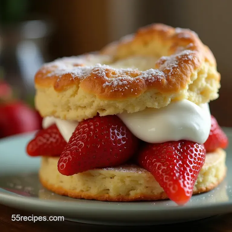 The Ultimate British Summer Strawberry Shortcake Flaky Biscuits Macerated Berries presentation