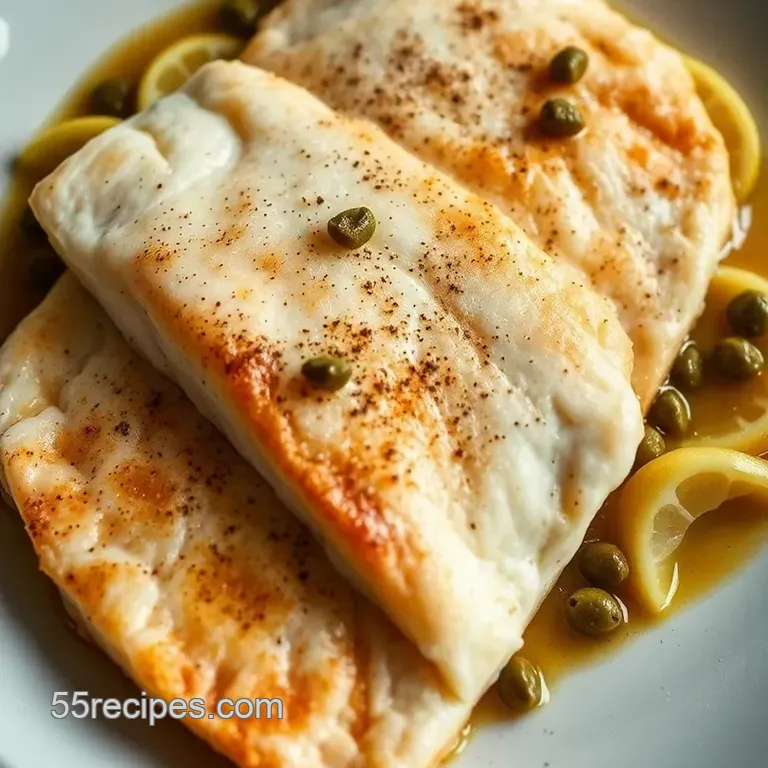Flounder Filets in Lemon Caper Butter Sauce presentation