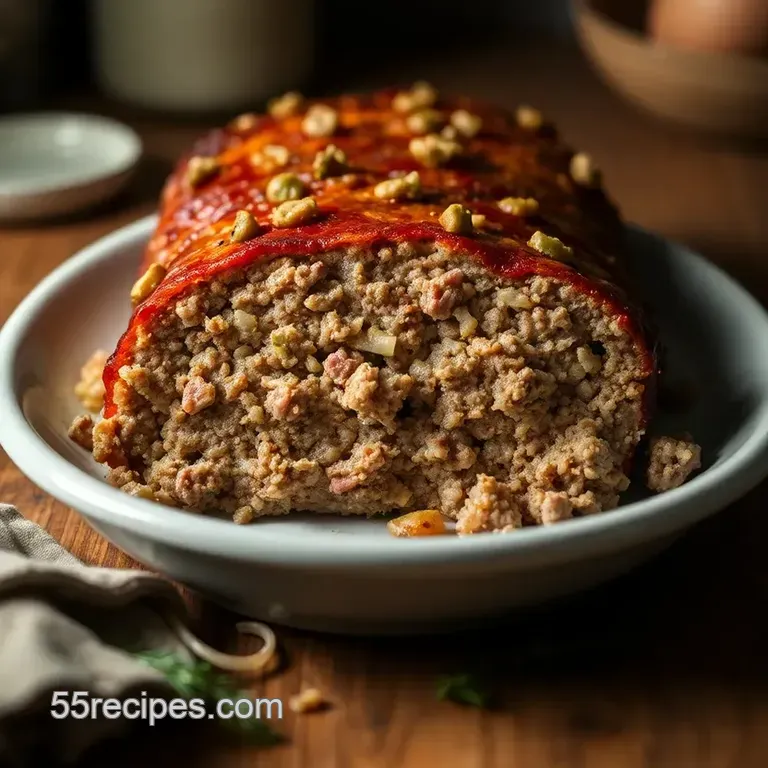 French Onion Meatloaf with Gruyère and Caramelized Onions presentation