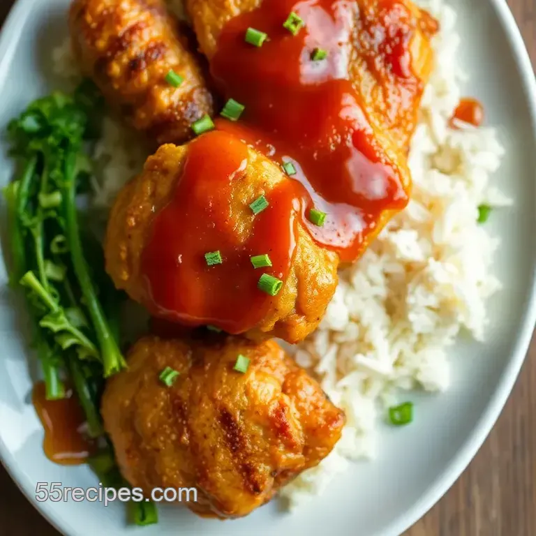 Crispy Fried Chicken with Sweet Spicy Honey Sauce presentation