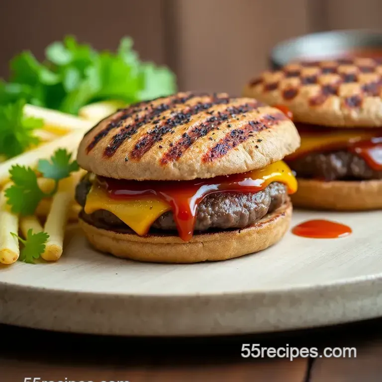 Ultimate Grilled Cheeseburgers with Tangy Sauce presentation