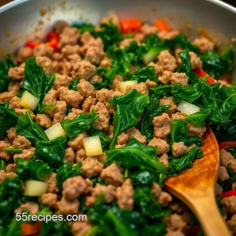 Ground Beef and Kale Skillet Delight presentation