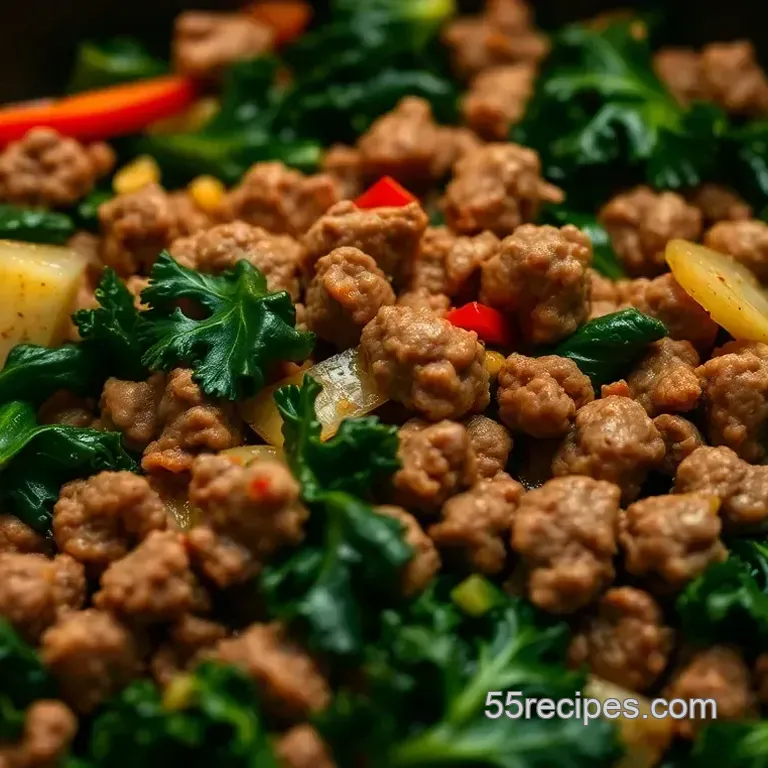 Ground Beef and Kale Skillet Delight