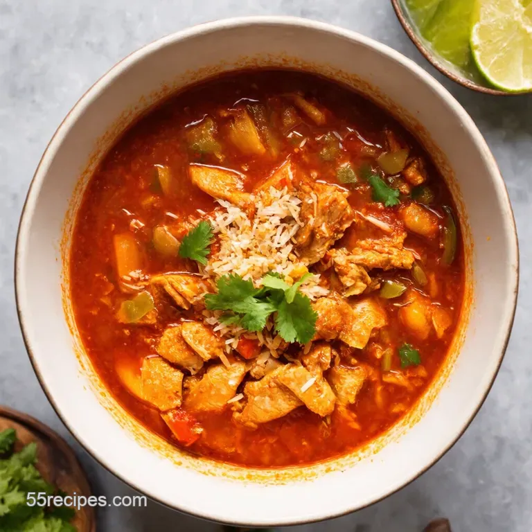Hearty Chicken Pozole Rojo a Mexican Fiesta in a Bowl presentation