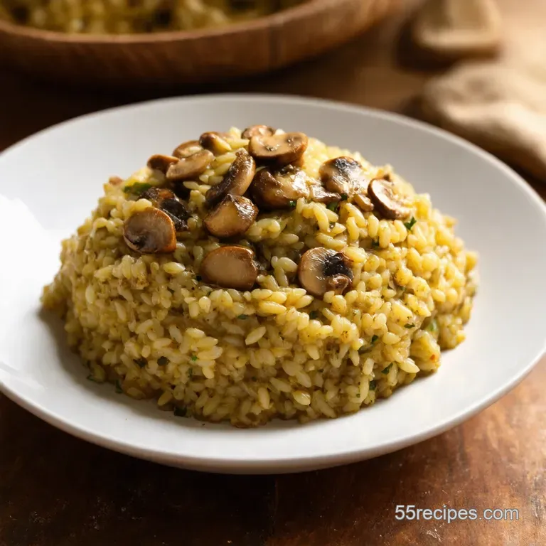 Hearty Mushroom and Barley Risotto presentation