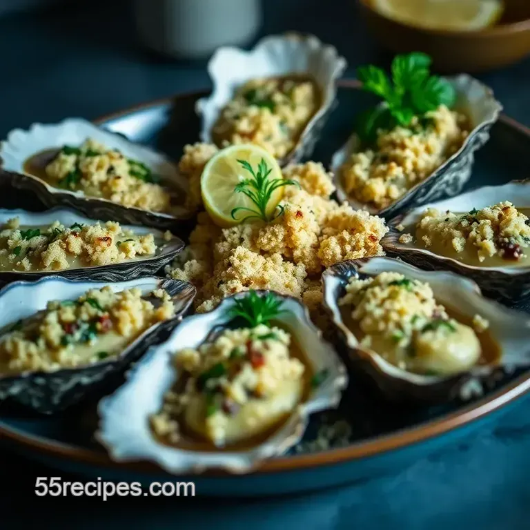 Heavenly Baked Stuffed Oysters with Garlic Herb Butter presentation