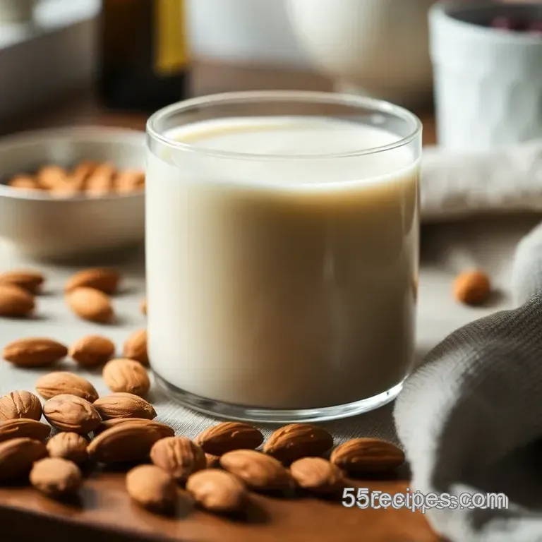 Homemade Silk Vanilla Almond Milk presentation