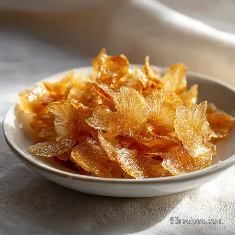A small bowl filled with sparkling candied ginger sits atop a linen napkin, bathed in soft, natural light. A warm, invitin...