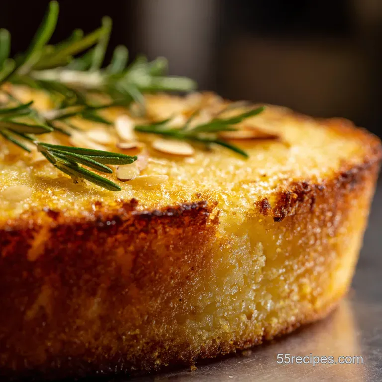 Italian Lemon Rosemary Polenta Drizzle Cake presentation