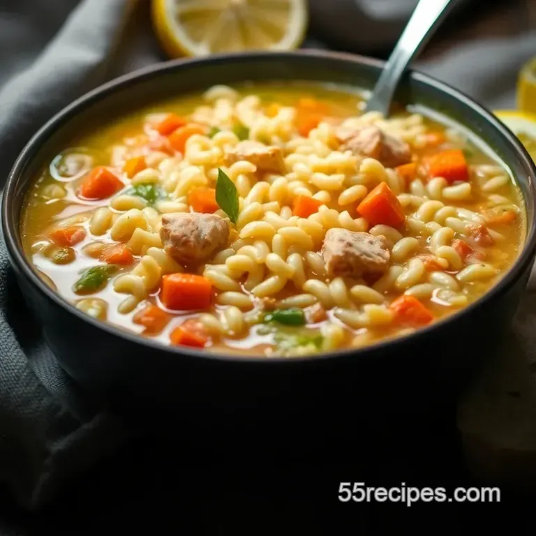 Lemon Orzo Chicken Soup presentation