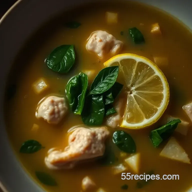 Lemon Spinach Ginger Chicken Soup presentation