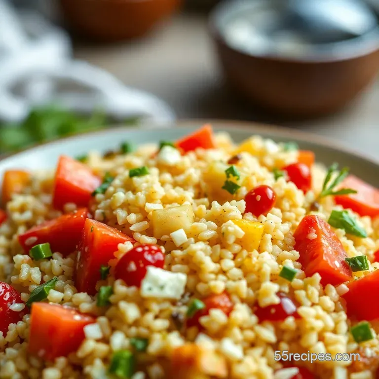 Mediterranean Couscous Salad with Lemon-Herb Vinaigrette presentation