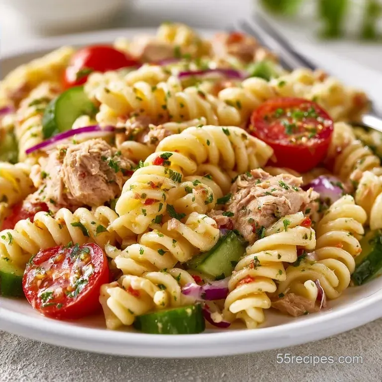 Mediterranean Tuna Pasta Salad with Feta
