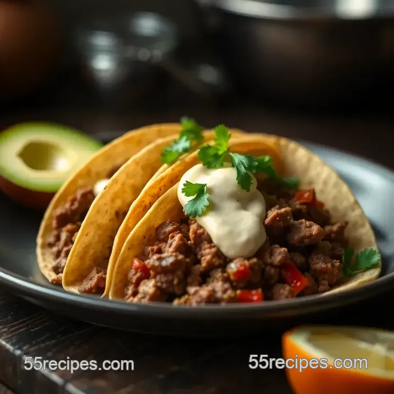 Mouthwatering Beef Tacos with Chipotle Cream presentation